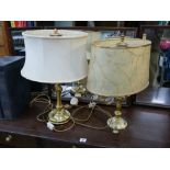 2 brass effect table lamps