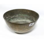 Oriental brass bowl with character marks to the base - 10" diameter approx