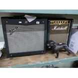 Fender amplifier and a Marshall amplifier