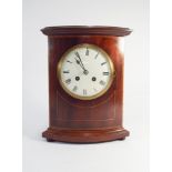 Edwardian bow front inlaid mahogany striking mantel clock