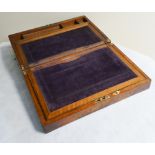 Victorian walnut brass bound writing box,