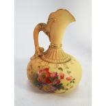A Royal Worcester blush ivory jug painted with floral sprays numbered on the base 1136
