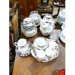 Decorative china teaset, custard glasses etc.