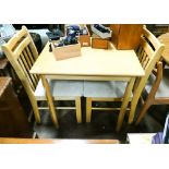 Modern beech wood kitchen table and 2 chairs