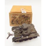 Gama Montage Tank made in Germany in its original box, stamped on base of tank, made in the US Zone,