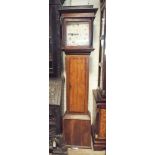 Country oak cased grandfather clock with square painted dial fitted with Quartz movement