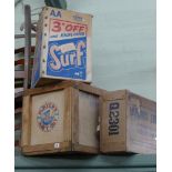 Old wooden advertising crates, Players Navy cut box,