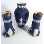 Adams Tunstall blue and white Jasper ware to include two pairs of vases,