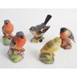 Four Royal Worcester British bird studies and a Beswick White Throat