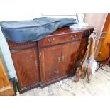 Reproduction mahogany sideboard and a 4' Georgian style cocktail cabinet