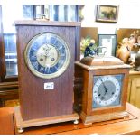 Two bracket clocks in mahogany cases