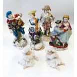 Collection of 6 continental porcelain figurines