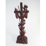 Black Forest style carved wooden cross