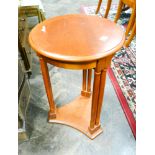 Yew wood effect 2 tier plant pedestal table with circular top