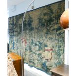 Large antique Flemish Verdure tapestry depicting an allegorical scene Cupid pursuing a maiden