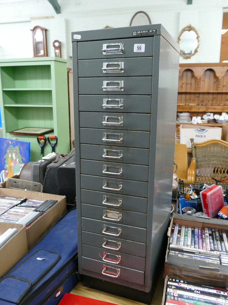 15 drawer Bisley metal table top filing cabinet