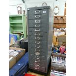 15 drawer Bisley metal table top filing cabinet