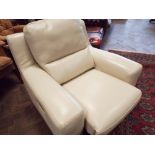 As new cream leather easy chair - reclining