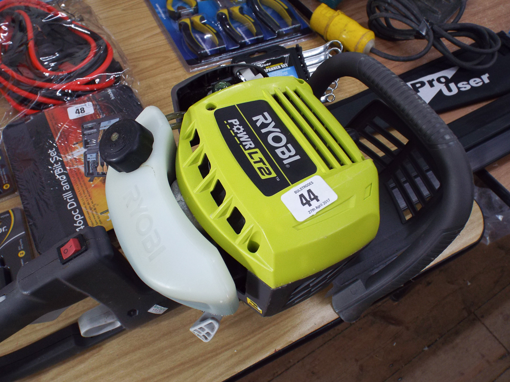 A Ryobi petrol engine hedge trimmer