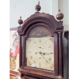 A 19th century 8 day Grandfather clock in oak case with arch painted dial by Spurrier Wimborne Dial