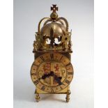 1937 George VI commemorative brass lantern clock, the door to reverse engraved Davall 1937.