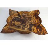 19th century moulded tortoiseshell and Shibayama decorated tray,