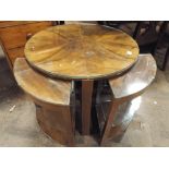 Hen and Chicken nest of walnut coffee tables with glass tops