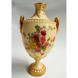 Royal Worcester blush ivory twin handled vase numbered on base 2277.