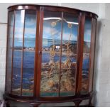 A 3'6 walnut D shaped china display cabinet