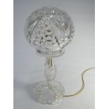 A good quality cut glass lead crystal dome table lam and shade 36cms tall