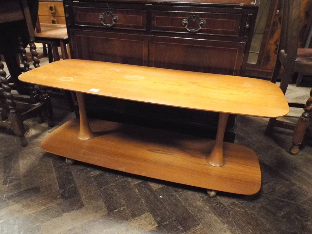 Long 2 tier teak coffee table