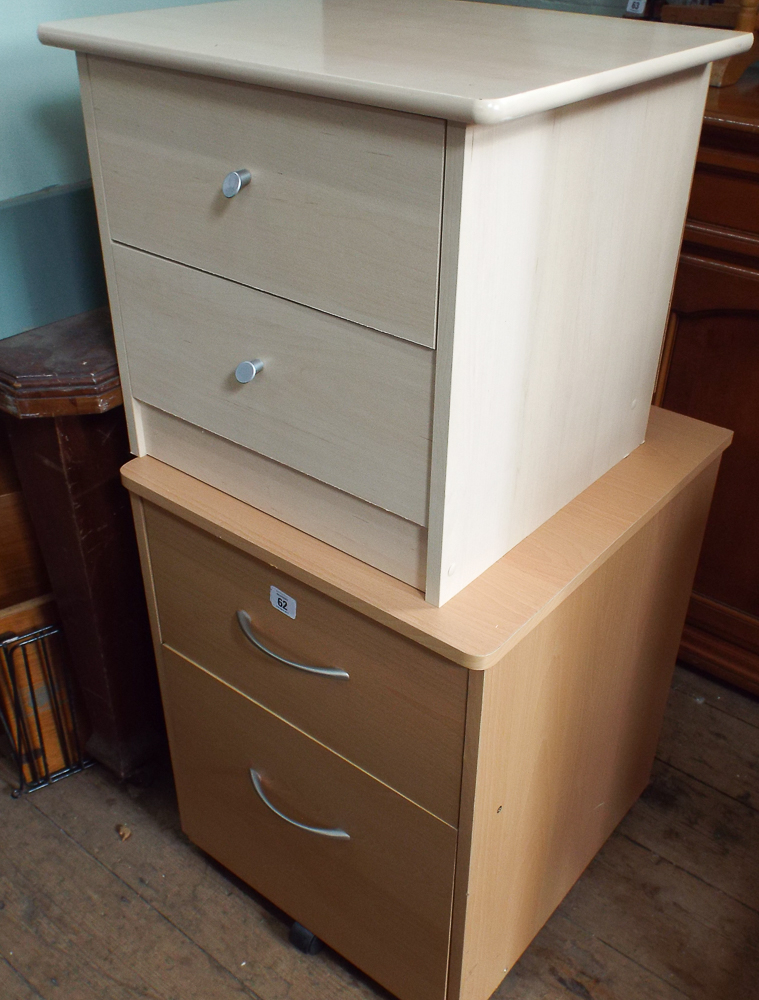 A light wood 2 drawer bedside cabinet and another bedside cabinet