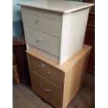 A light wood 2 drawer bedside cabinet and another bedside cabinet