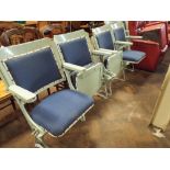 3 pairs of blue painted folding seat cinema chairs