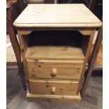 Stripped pine bedside cabinet fitted 2 drawers