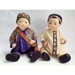 Two modern Chinese bisque head dressed dolls,