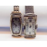 Ladies Art Deco 18ct white gold cocktail watch with diamond and sapphire set bezel together with a