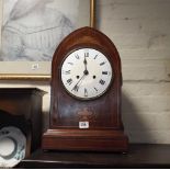 Edwardian striking bracket clock in inlaid mahogany case