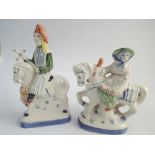 Rye Pottery flat back figurines of a lady and man astride their horses