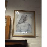 A modern watercolour signed N Wooldridge and a print in antique and gilt frame