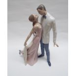 Lladro figure of a couple in a romantic pose - approx 13" high