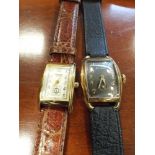 A ladies vintage Gruen wrist watch and a Bolova wrist watch both on leather straps