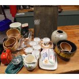 Assorted pieces of Poole Pottery, picture frame, Mary Gregory jug etc.