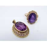 9ct gold amethyst ring,