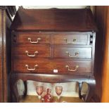 Oriental hardwood brass inlaid writing bureau fitted 4 small drawers and 1 deep drawer on cabriole