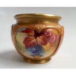 Royal Worcester fruit bowl hand painted with autumnal berries and fruits, probably by Kitty Blake,