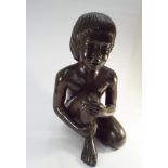 Sarah by John Robinson, bronze study of a young girl kneeling.