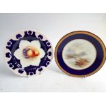 Royal Worcester cabinet plate painted with cattle signed J Stinton together with another plate with