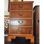 Yew wood chest of 4 long drawers