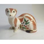 Royal Crown Derby paperweight modelled as a stoat